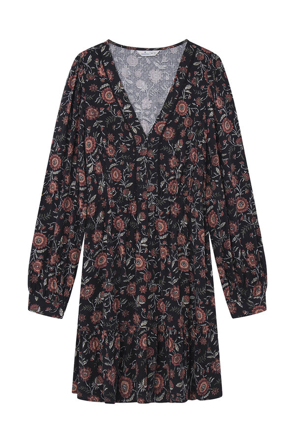 Springfield Vestido Corto Estampado Lace Escote negro