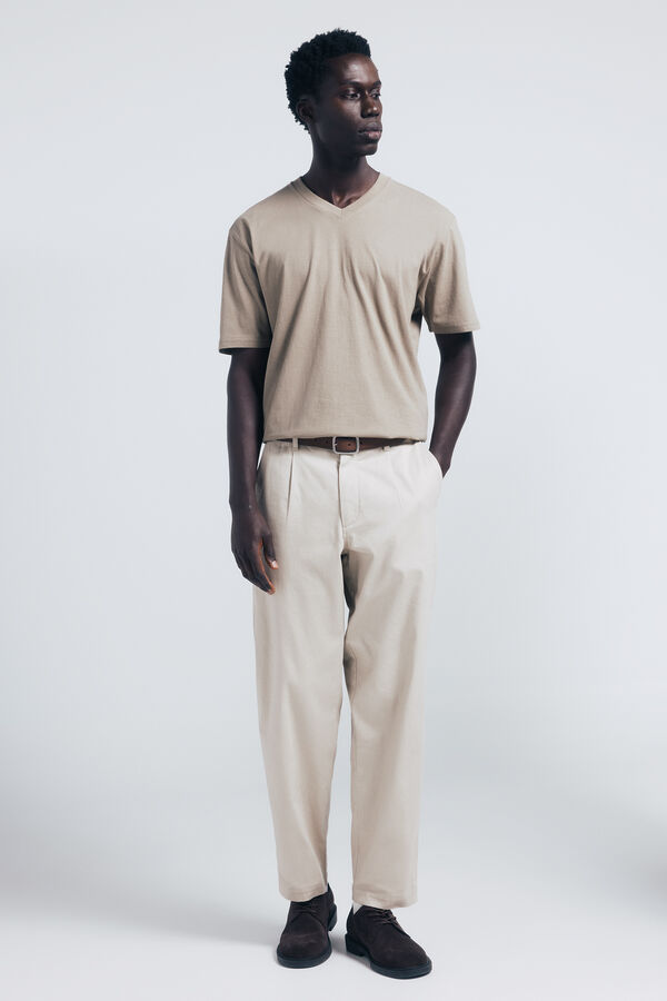 Springfield Camiseta b&aacute;sica cuello pico nude