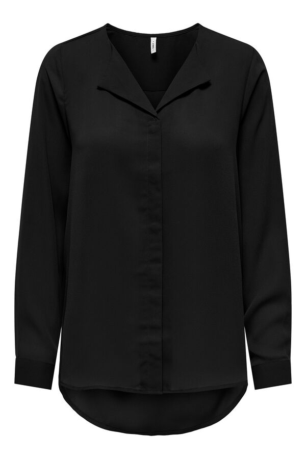 Only Camisa fluida de manga comprida comprida preto