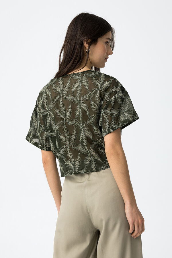 Tiffosi Camisa Cropped Estampada verde