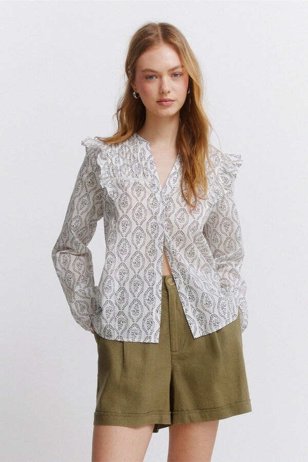 Springfield Blusa volumen y volantes estampado
