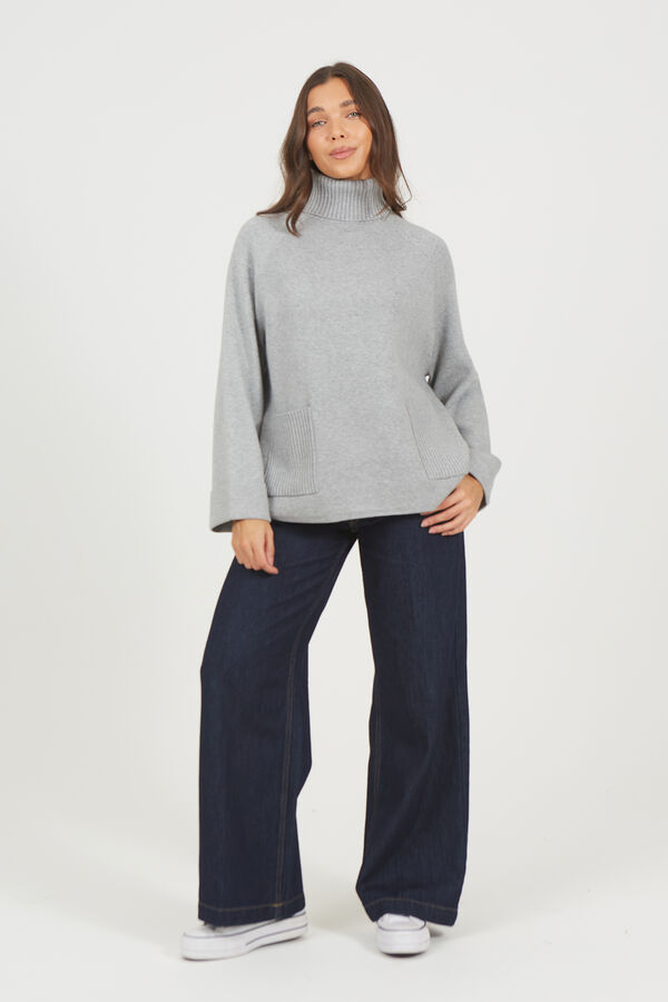 Brave Soul Camisola de malha com dois bolsos cinzento