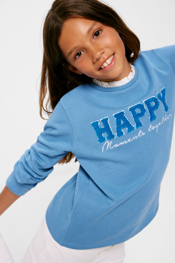 Springfield Sudadera "Happy" niña azul claro