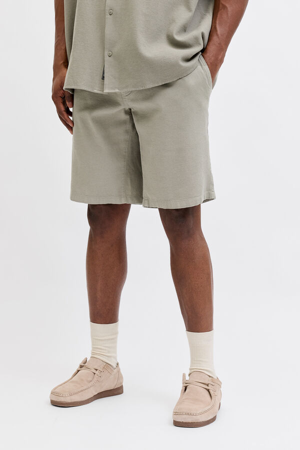 Jack & Jones PLUS Bermuda loose fit algod&oacute;n gris