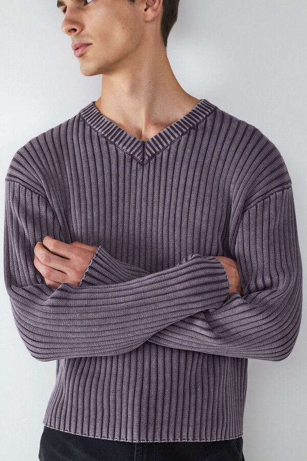 Balmohk Jersey cuello pico canal&eacute; morado/lila