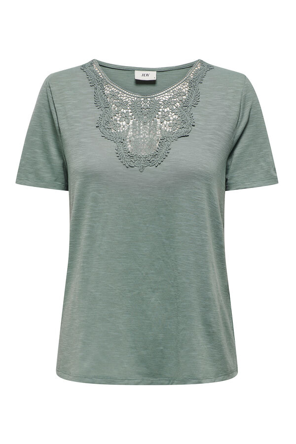 JDY Camiseta de renda renda manga curta verde