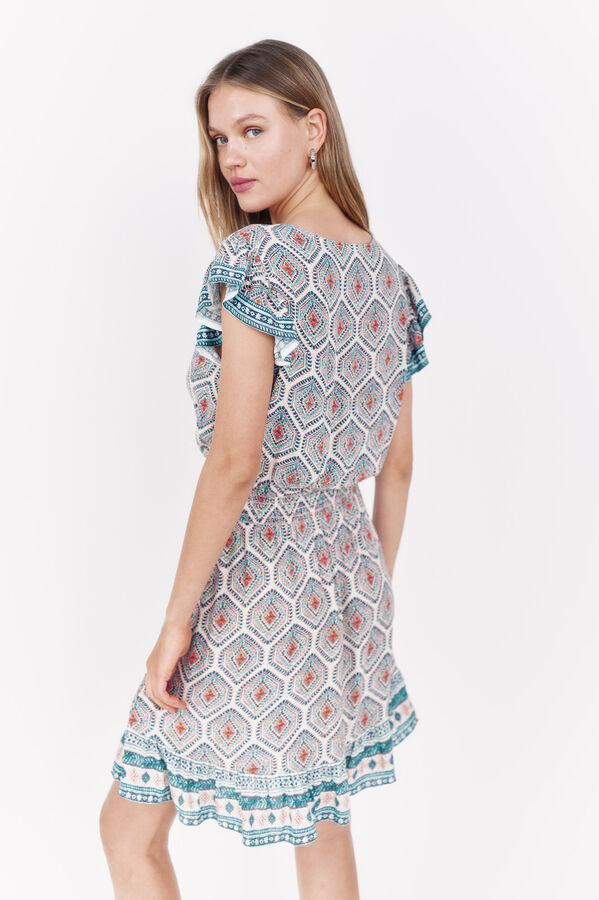 La Vecina Rubia Vestido curto estampado bege