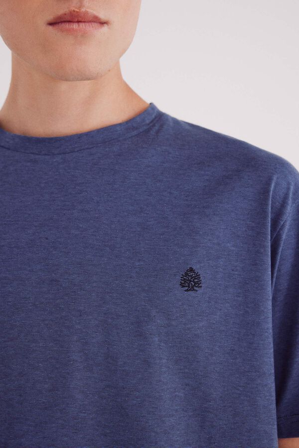 Springfield Camiseta micro listrada tecida azul