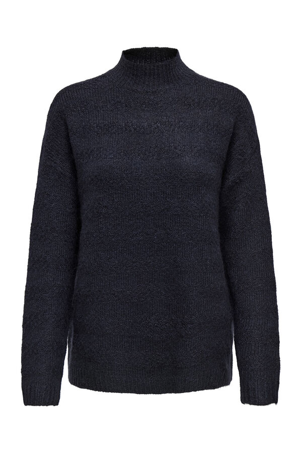 Only Jersey liso de cuello alto azul