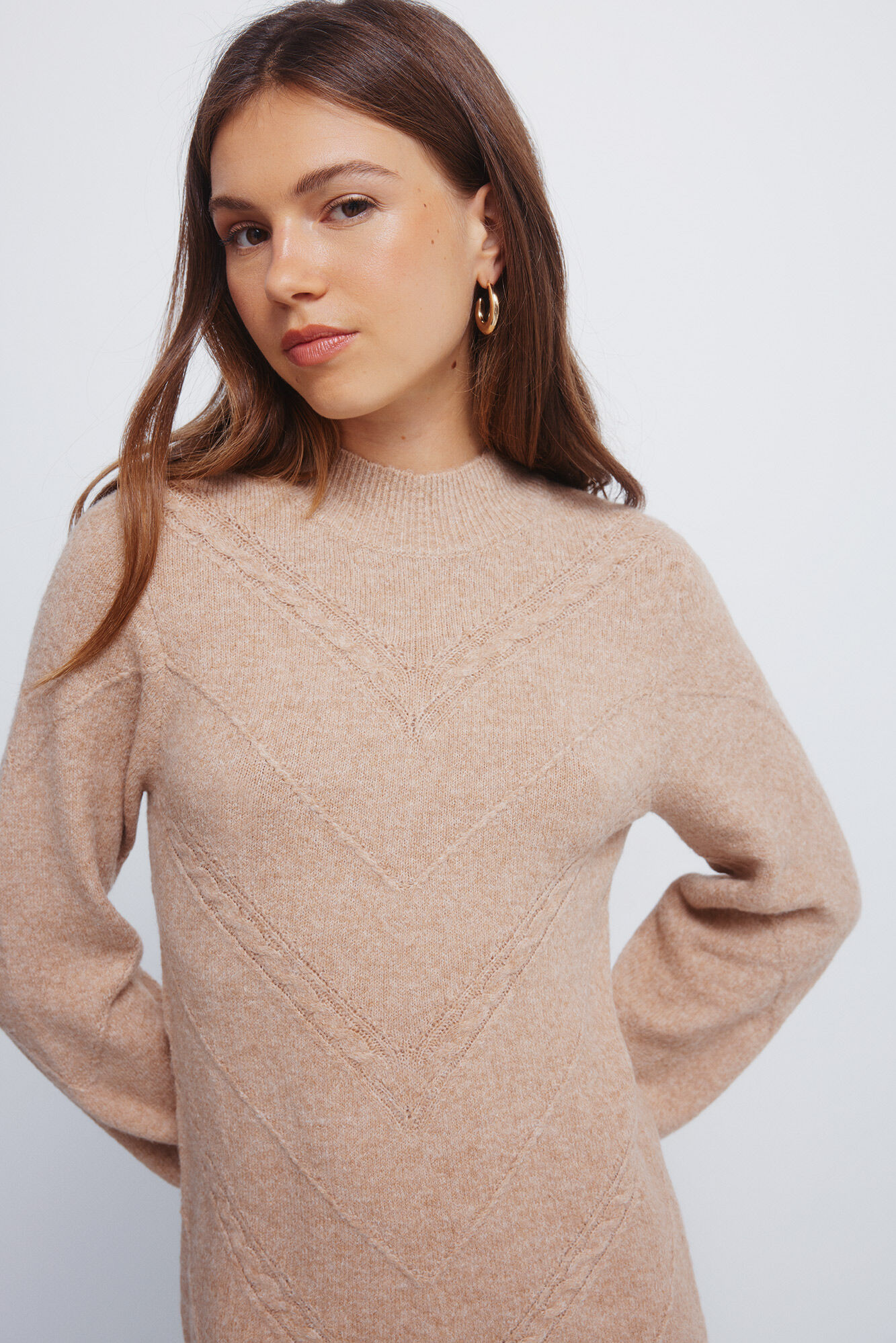 Springfield Vestido corto punto cable knit