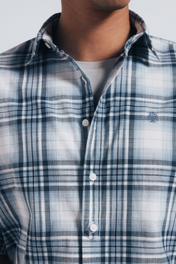 Springfield Camisa xadrez de algod&atilde;o azul