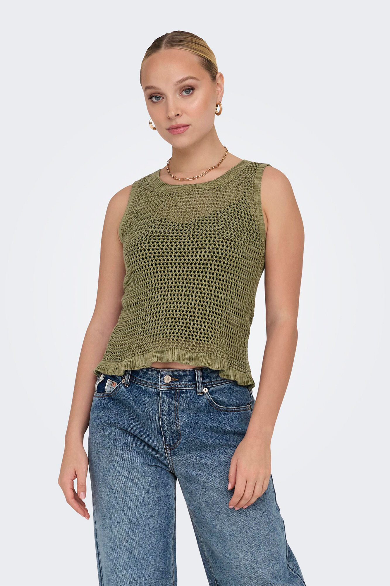 JDY Top de malha rendilhada