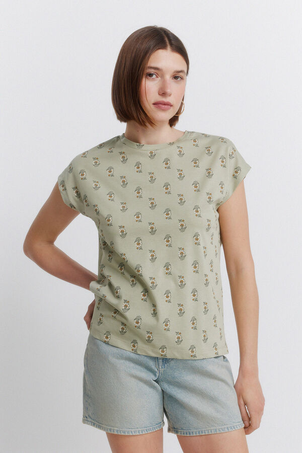 Springfield T-shirt de manga curta estampada verde