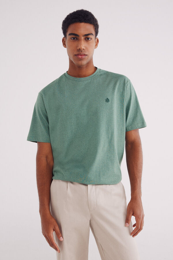 Springfield Camiseta microraya tejida verde