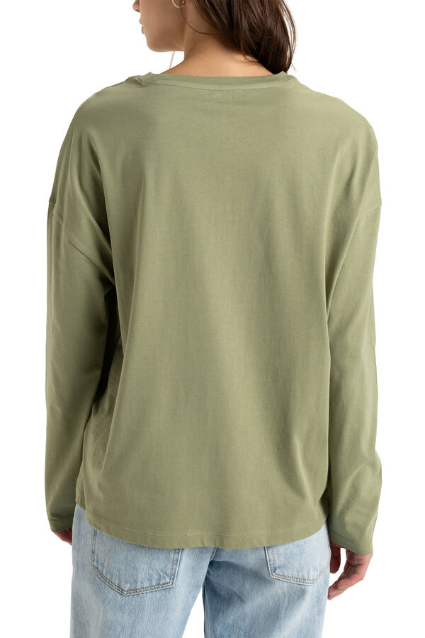 Roxy Camiseta feminina de manga comprida verde