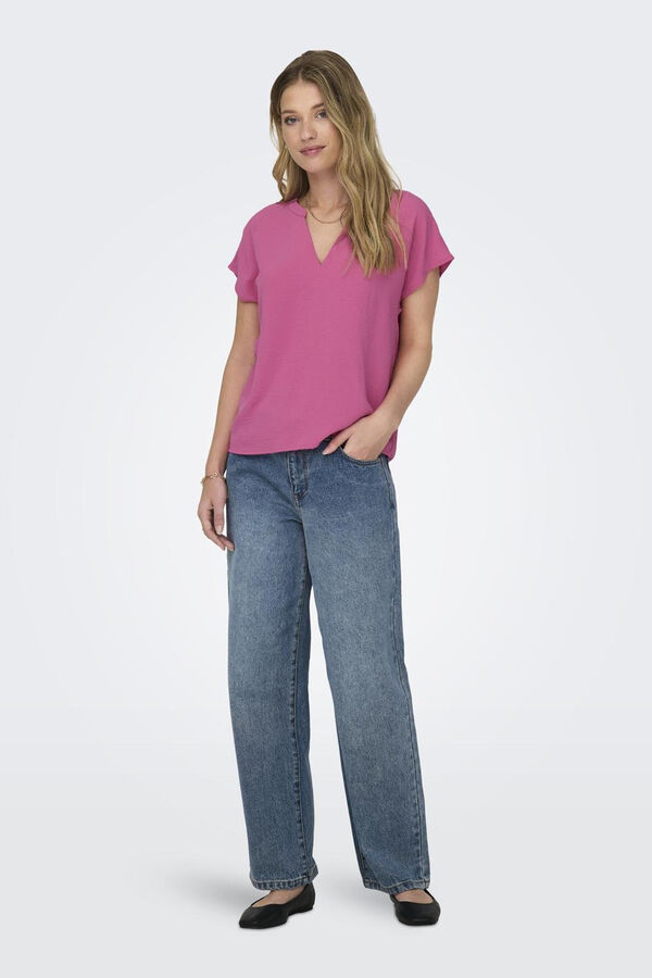 JDY T-shirt de manga curta rosa