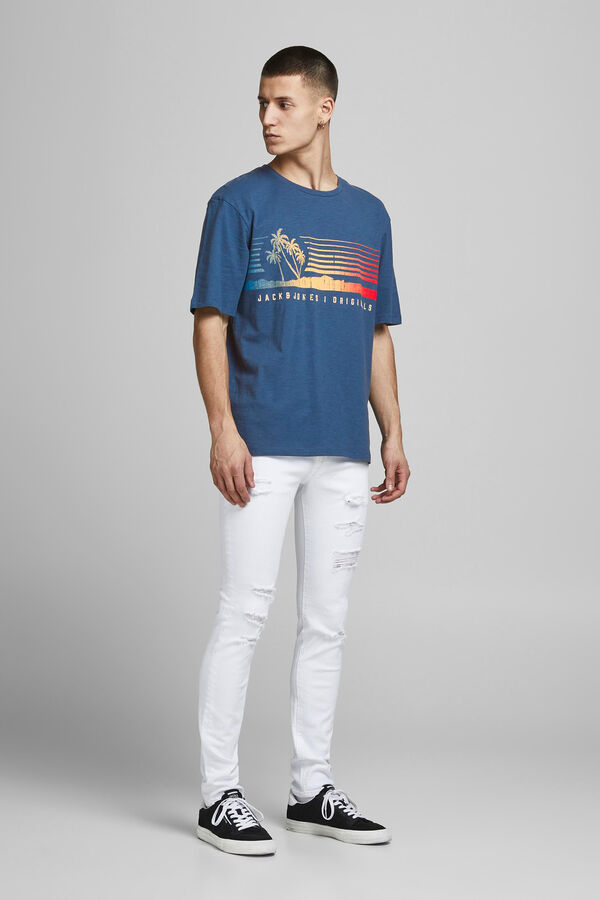 Springfield Camiseta algodón print azul medio