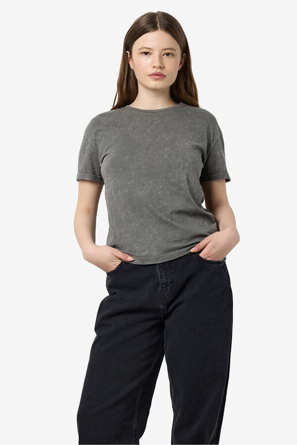 Noisy May T-shirt efeito lavado cinzento