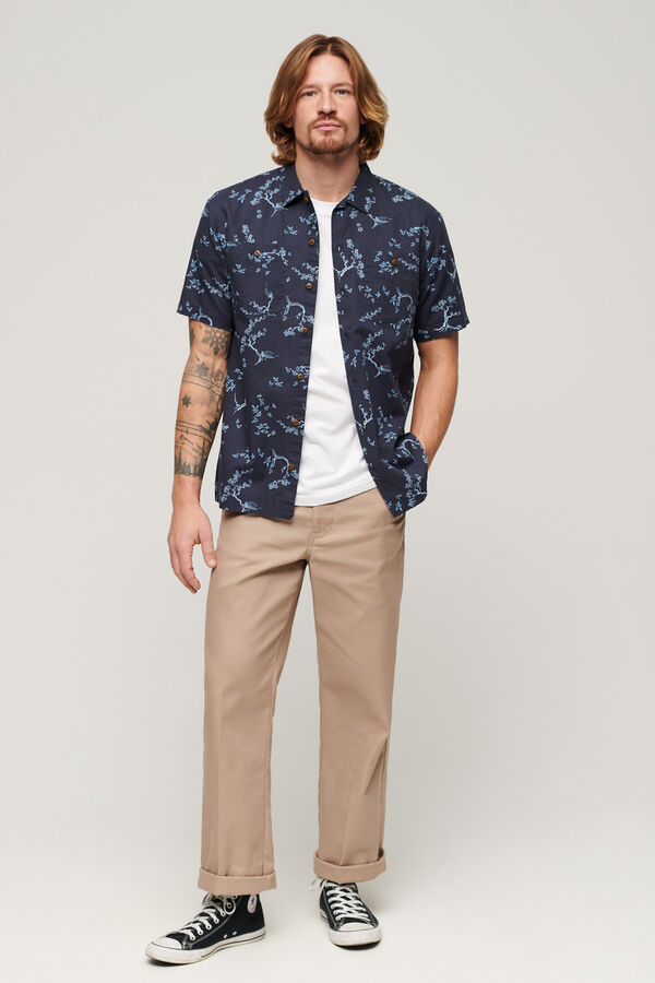 Superdry Camisa de playa manga corta con lino estampado