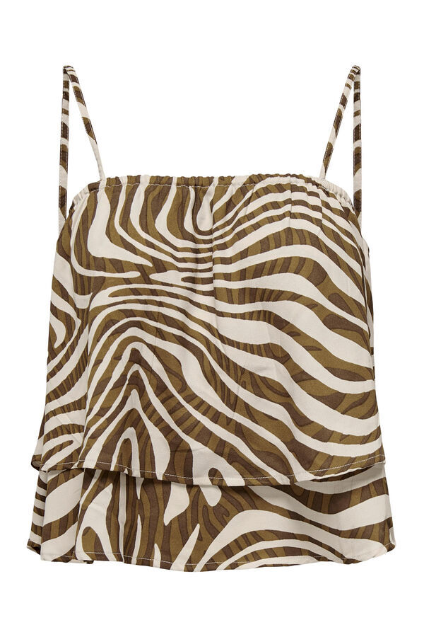 Only Top fluido de tirantes satinado tostado