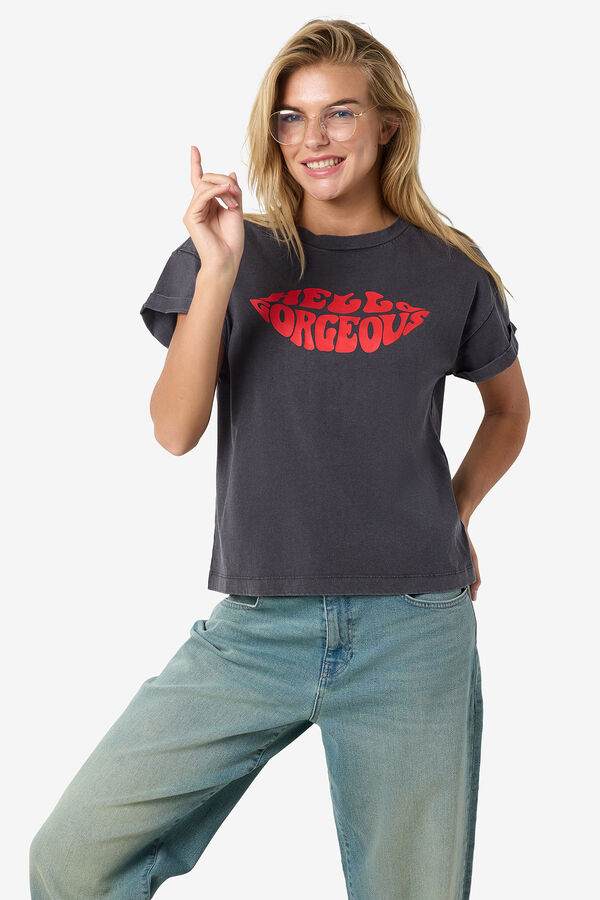 Noisy May Camiseta de Manga Corta con Print Frontal gris