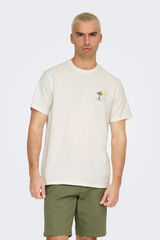 Only & Sons Camiseta de hombre regular fit. 100% algod&oacute;n org&aacute;nico. blanco