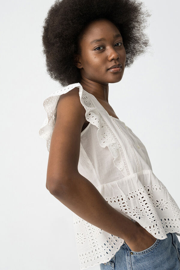 Tiffosi Blusa con volantes blanco