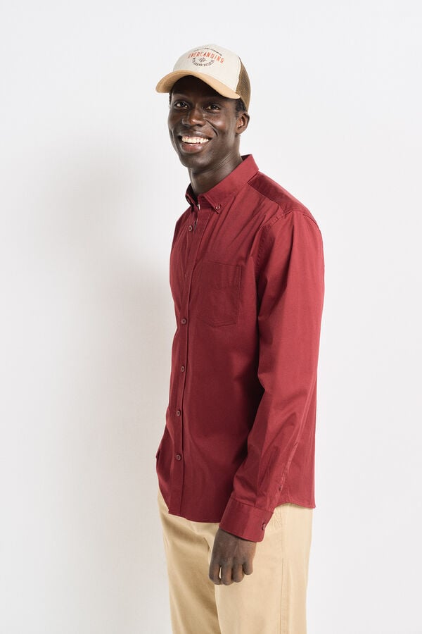 Springfield Camisa social de tecido el&aacute;stico vermelho