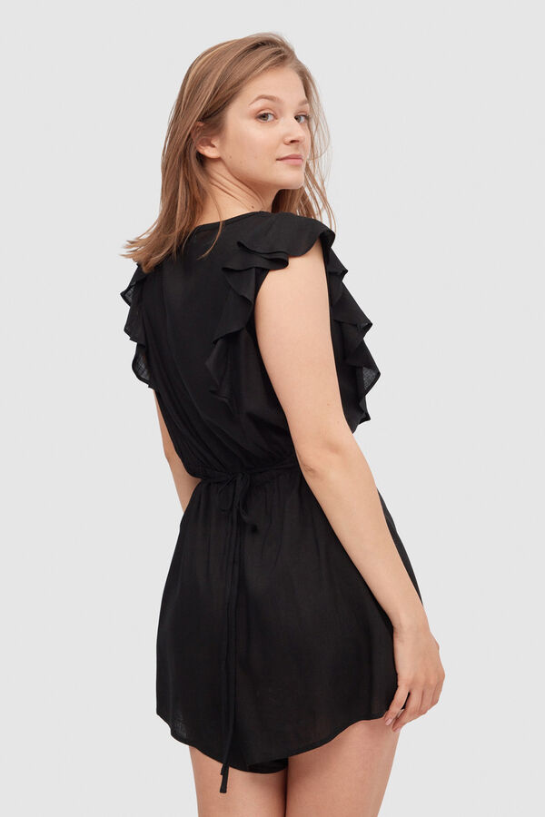 Inside Macacão Curto com Folhos preto