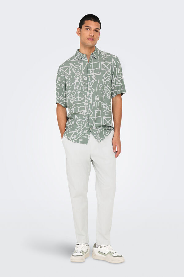 Only & Sons Camisa manga curta estampada verde