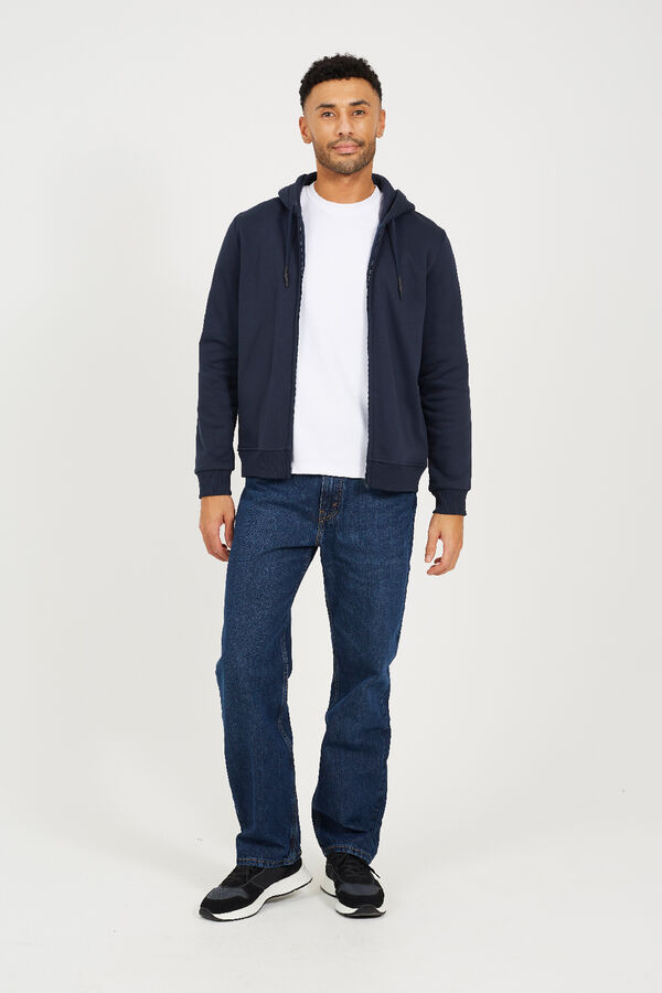 Brave Soul Sweatshirt com capuz e fecho-&eacute;clair azul