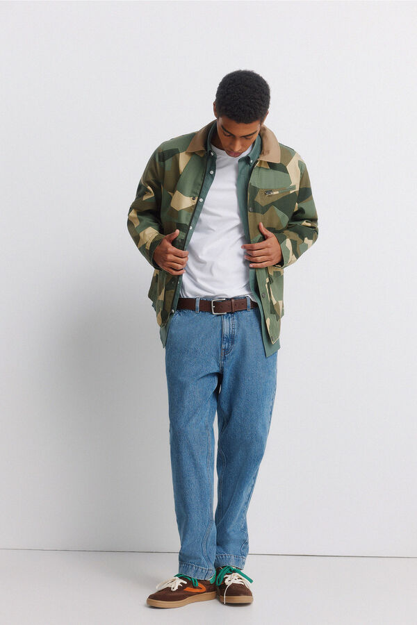 Springfield Parka camuflaje cuello contraste kaki