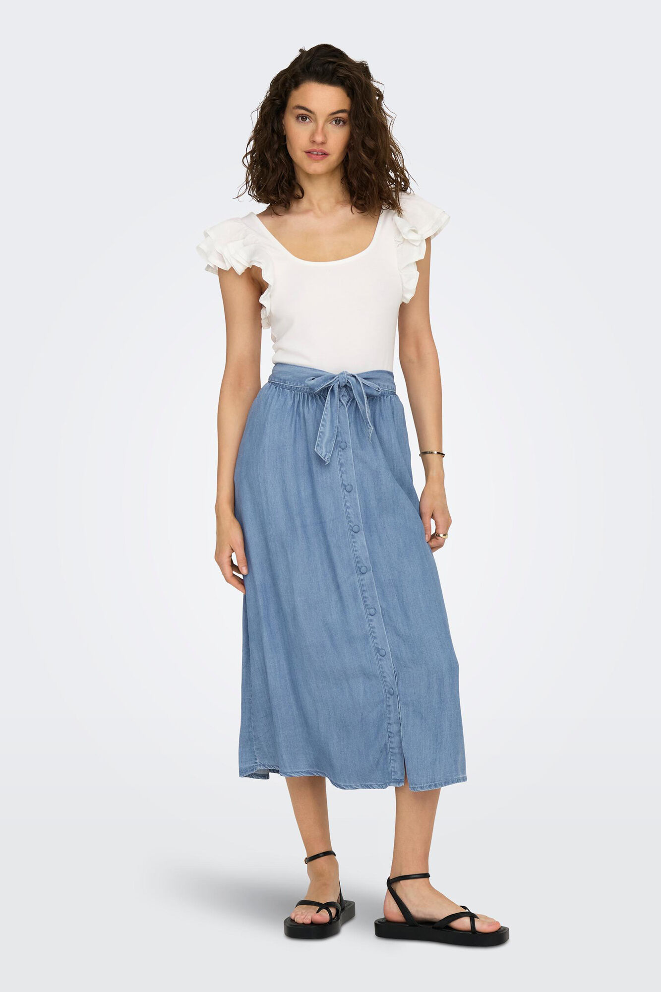 Only Falda midi tencel