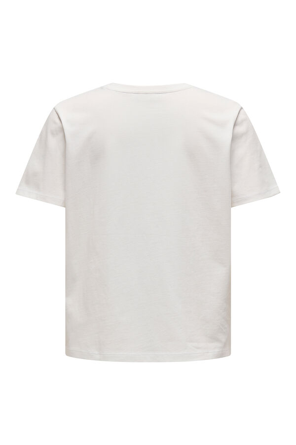 JDY T-shirt manga curta bordada branco