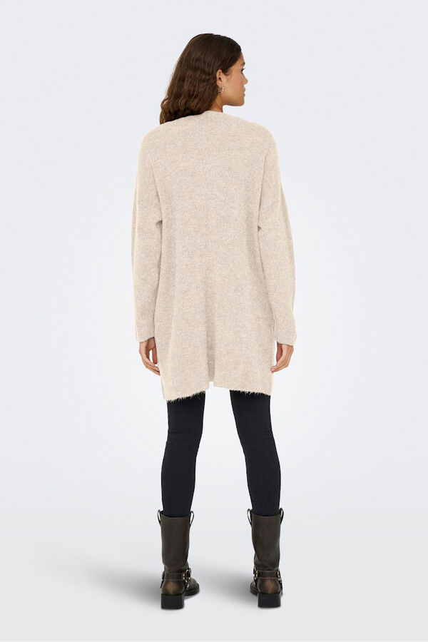 Only Casaco de malha midi aberto bege