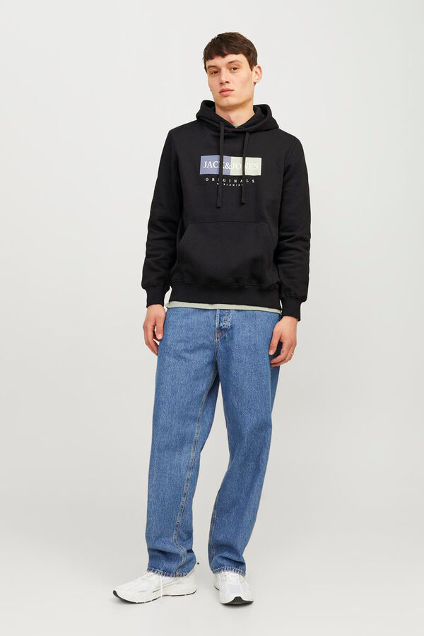 Jack & Jones Moletom com logo e Sweatshirt regular preto