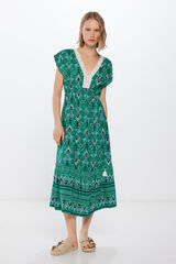 Springfield Vestido Midi Kaft&aacute;n Estampado bege