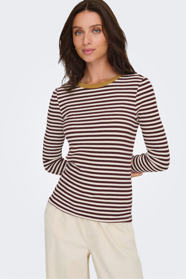 Only Camiseta de rayas manga larga estampado