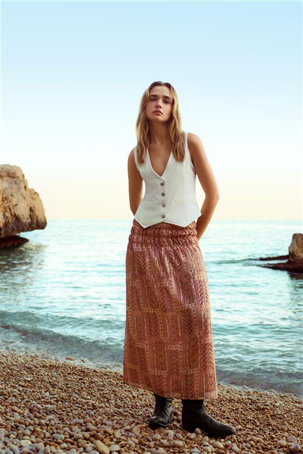 Springfield Saia longa de chiffon lurex rosa