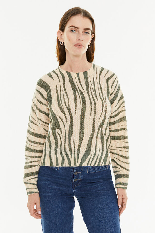 System Action Su&eacute;ter com efeito animal estampado verde