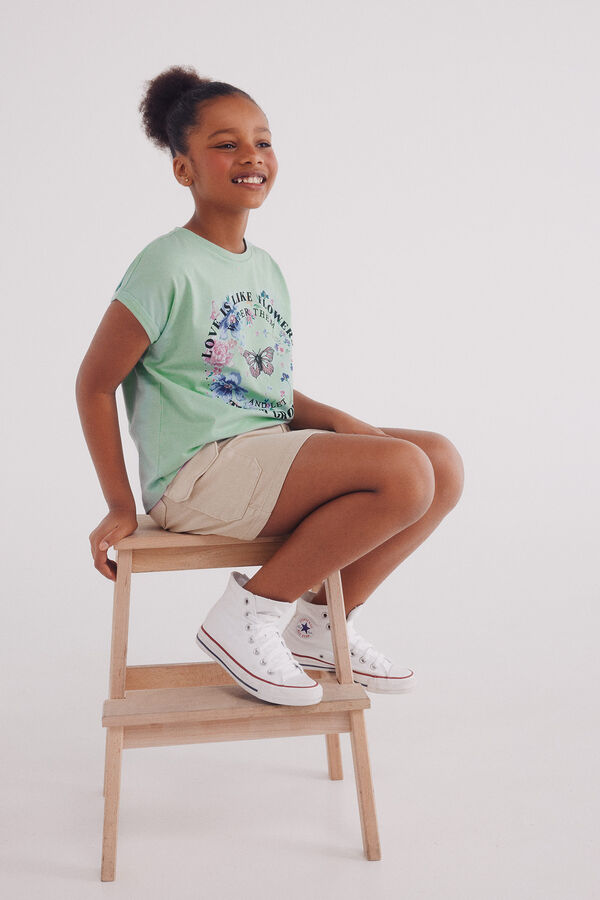 Springfield Kids Camiseta borboleta feminina verde