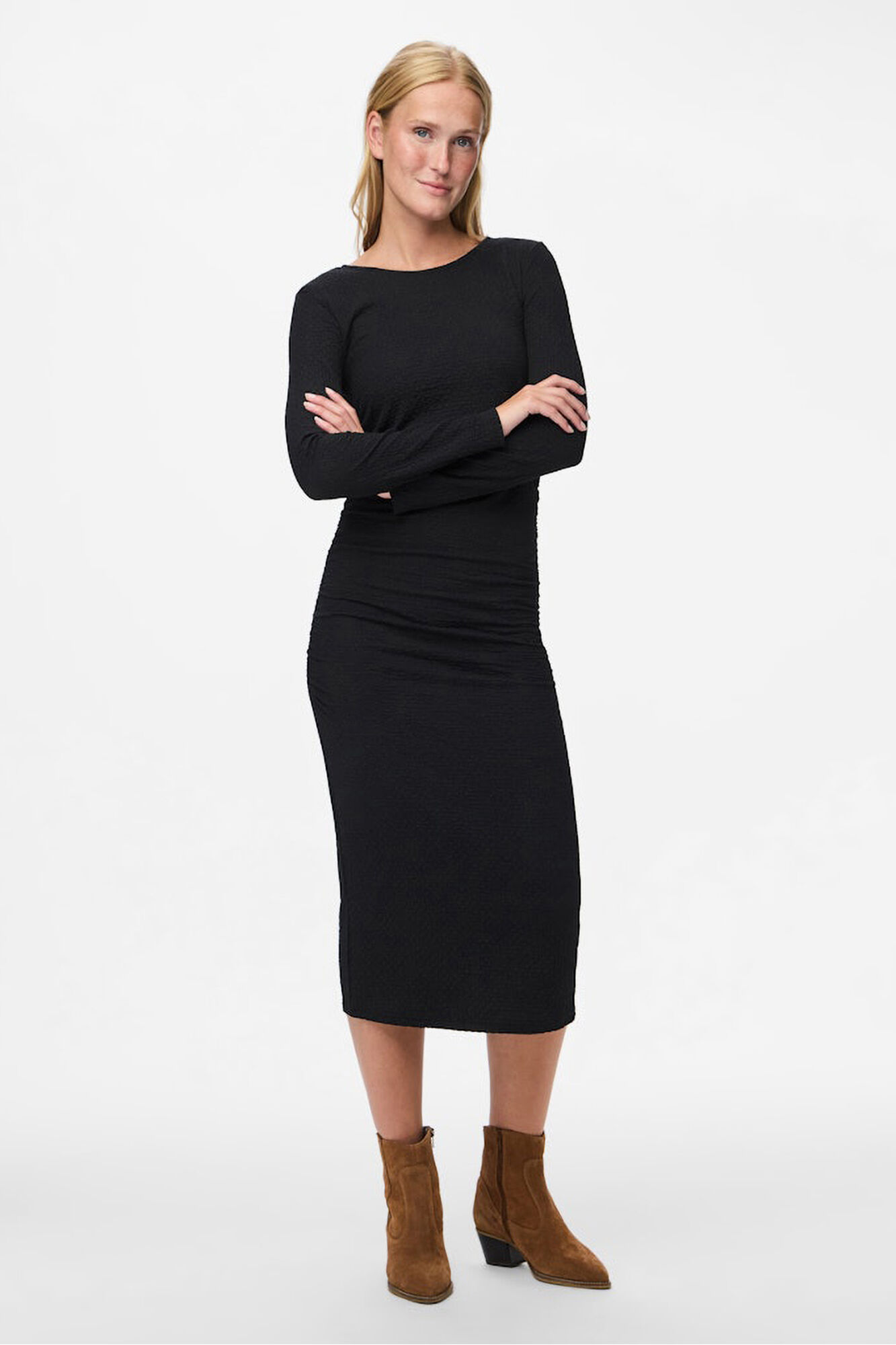 Pieces Vestido midi manga larga