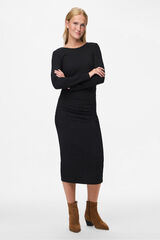 Pieces Vestido midi manga comprida preto