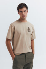 Springfield Camiseta geométrica bordado beige