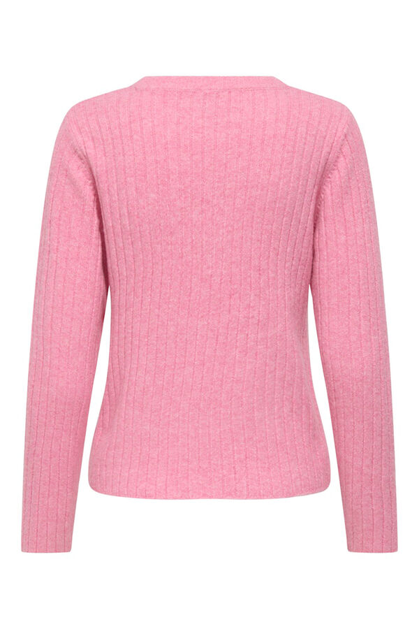 Only Jersey acanalado cuello redondo rosa