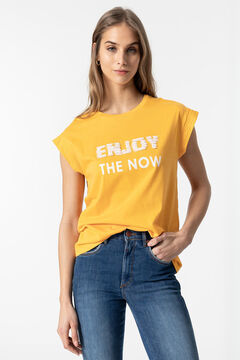 Springfield Camiseta Texto Frontal con Bordado Inglés dorado