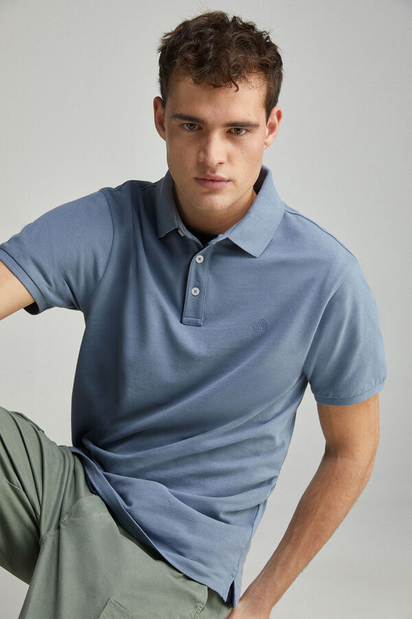 Springfield Polo piqué contrastante com carcela slim fit azul