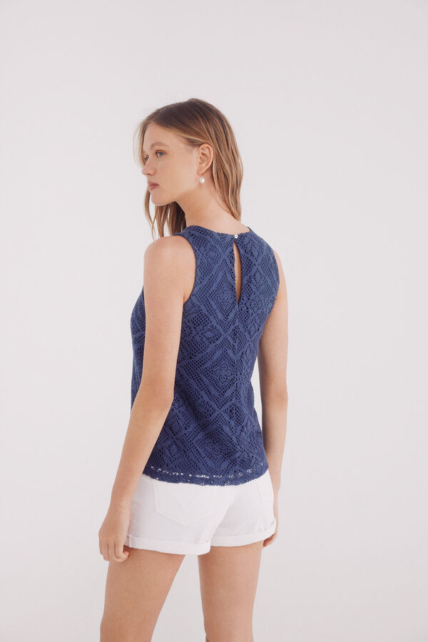 Springfield Top estructura rombos flores turquesa