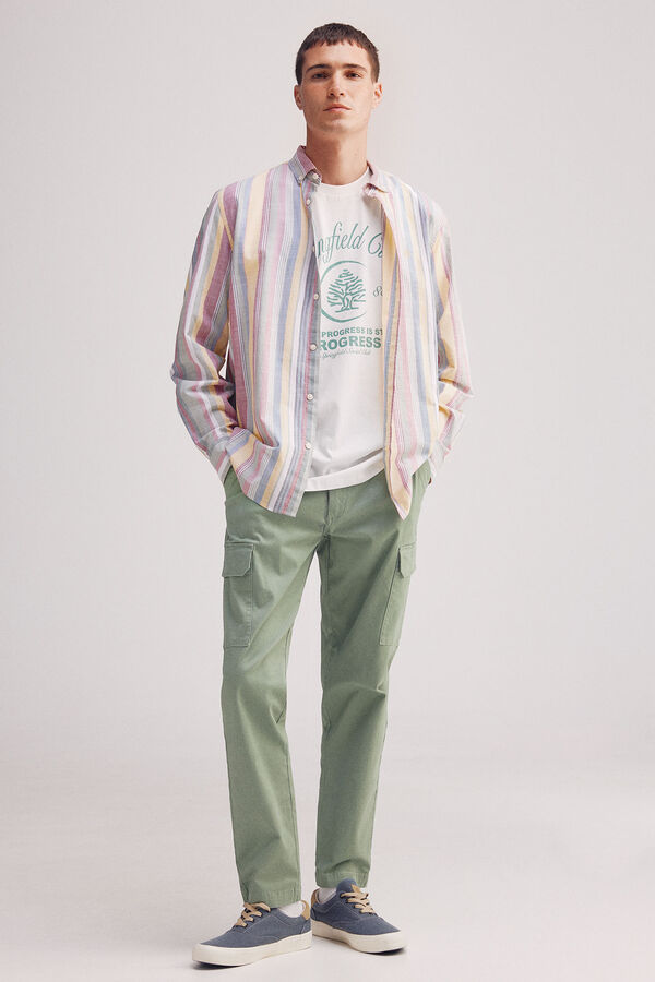 Springfield Camisa riscas de algod&atilde;o estampado