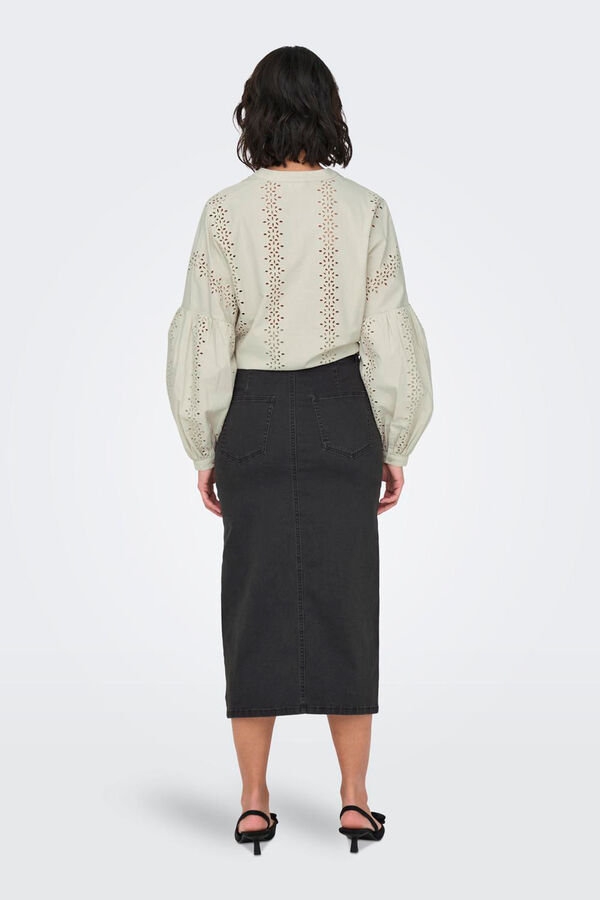 Only Falda midi ajustada de tiro alto negro